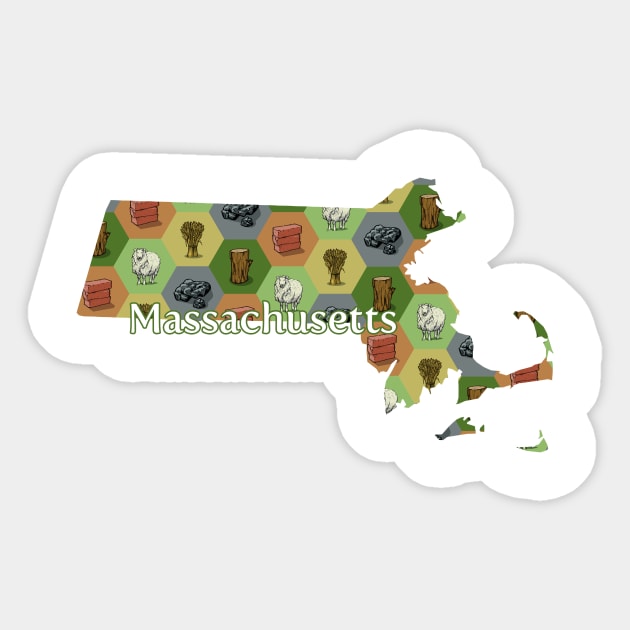Massachusetts State Map Board Games Sticker by adamkenney